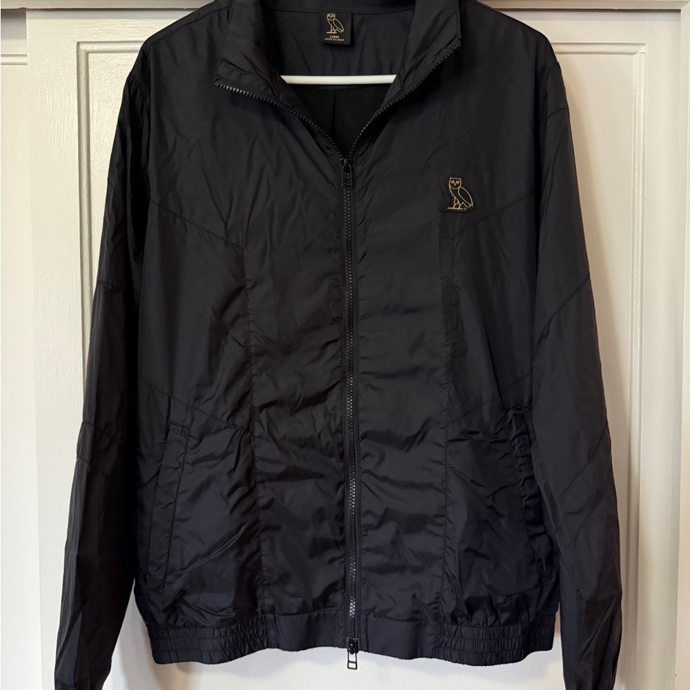 OVO Black Windbreaker Jacket with Full Zipper and Classic Design